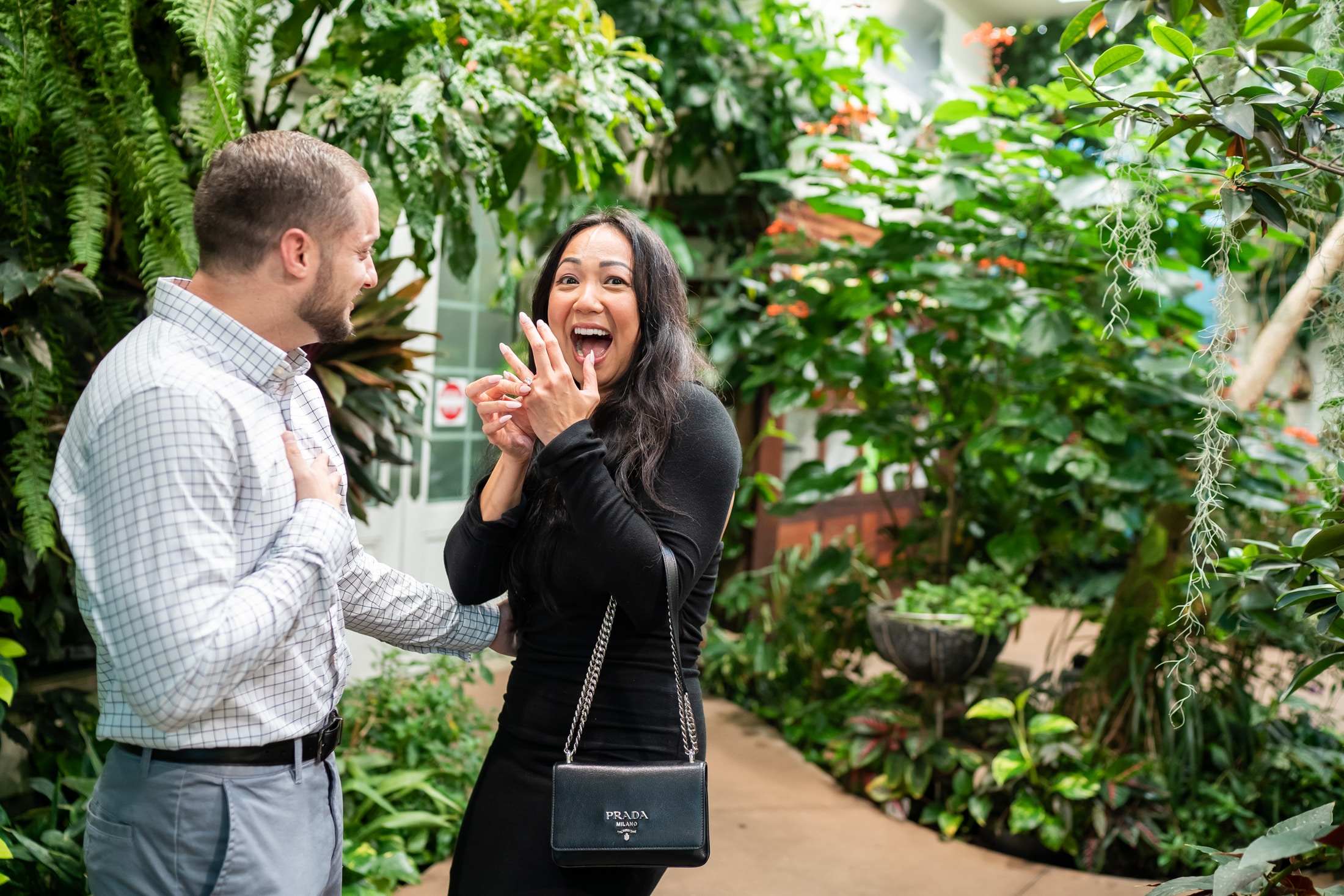 Couple celebrating after proposal