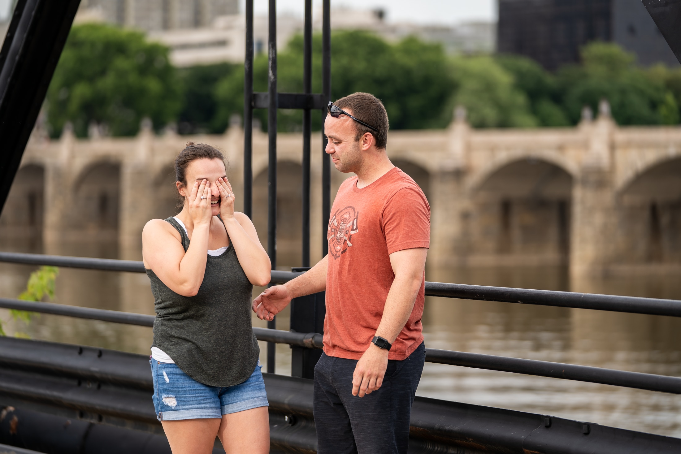 Couple celebrating after proposal