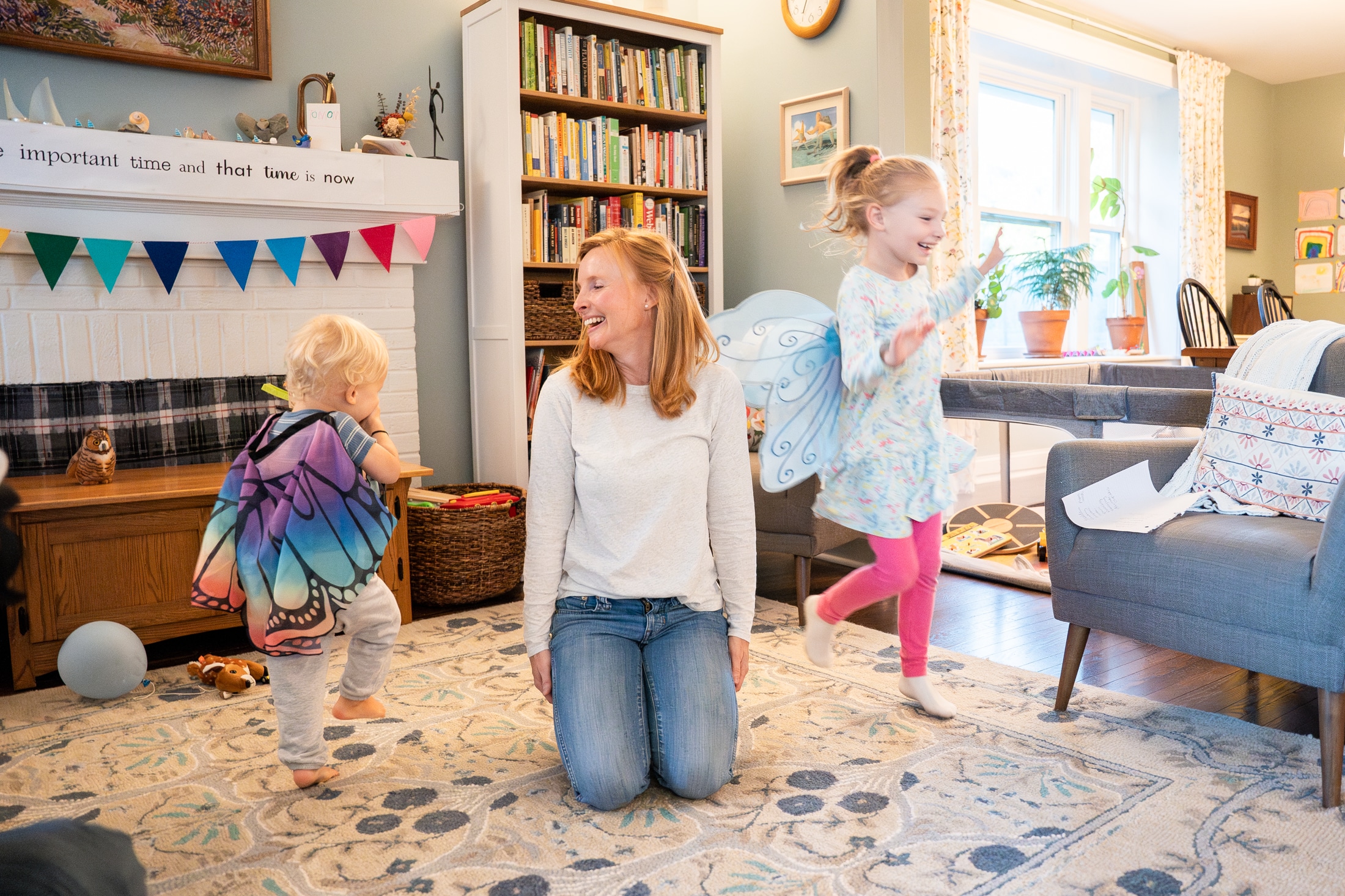 Running and playing kids