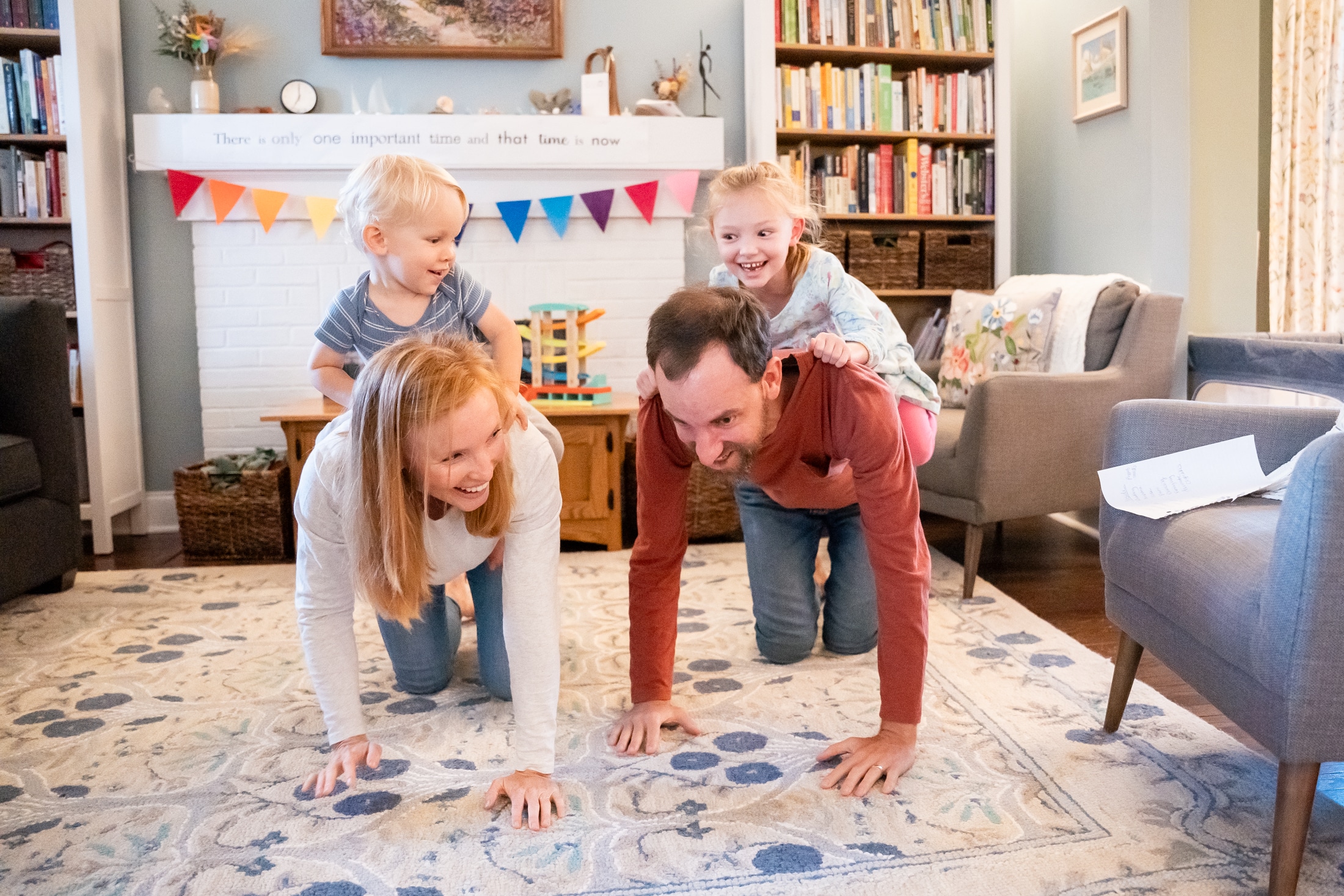 Galloping into memories: Jancey's family embracing silliness during a lively 'horsey ride'.