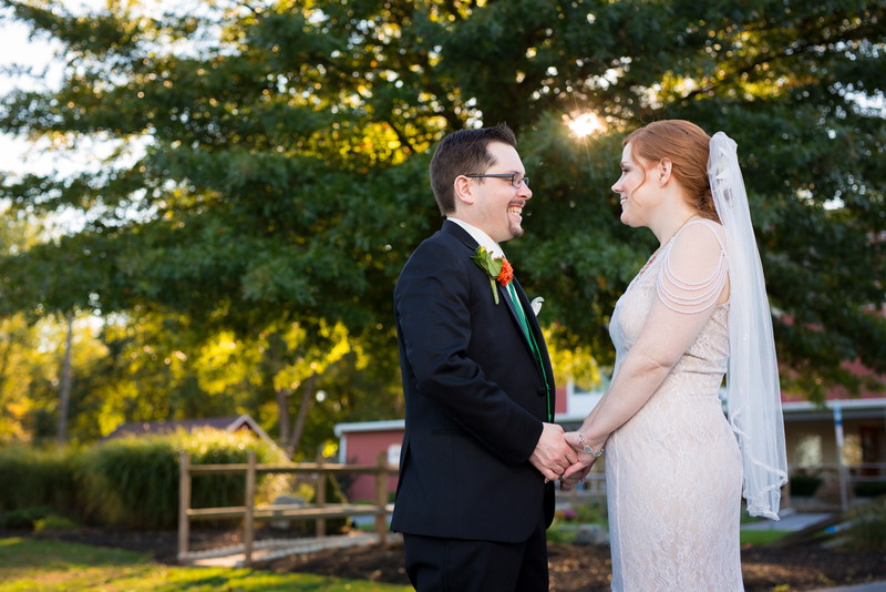 Laura and Chris, wedding couple smiling